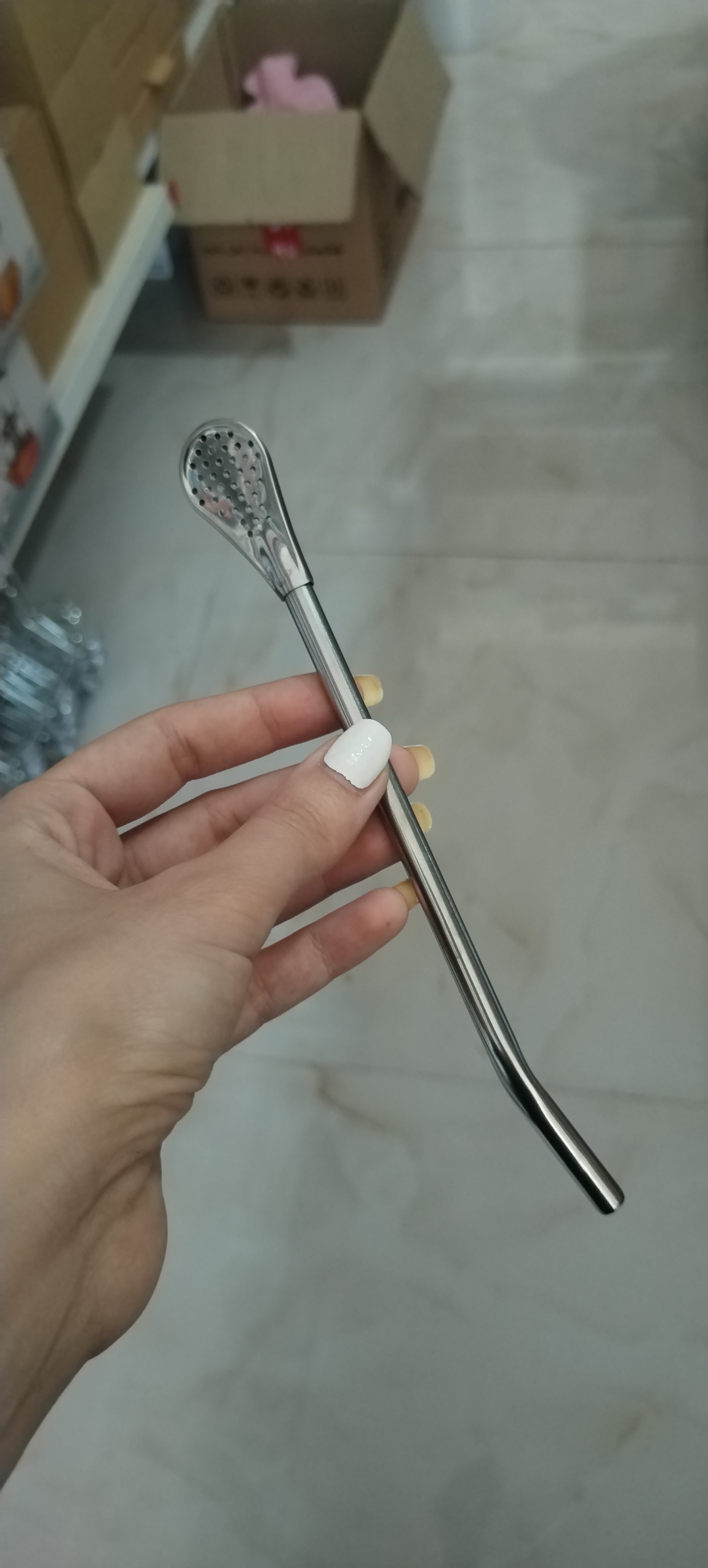 قاشق نی دار شربت استیل ۶ عددی