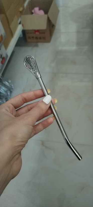 قاشق نی دار شربت استیل ۶ عددی