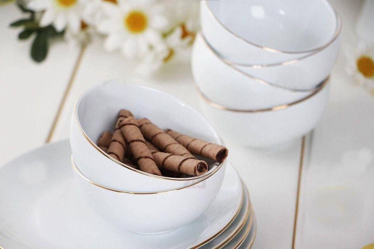 کاسه ماست خوری گرد لب طلا ۶ عددی